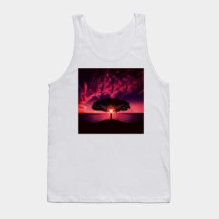 Tree Photography, Oak Tree Silhouette, Trees, Purple Tree, Nature Wall Art, Landscape Tank Top